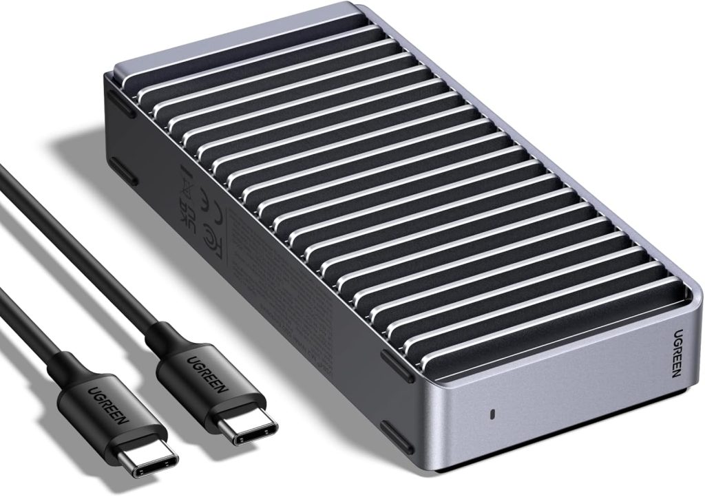 UGREEN Double-Sided Dissipation Hub for laptops and desktops, Thunderbolt compatible, sleek black design, compact and heat-dissipating multiport hub for fast data transfer and efficient connectivity