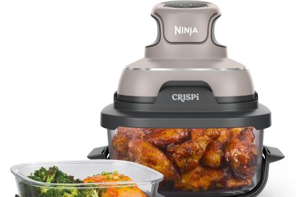 Ninja Foodi Microwave in Stone color – multifunctional microwave with air fry, crisping, and dishwasher-safe containers, perfect for fast and easy cooking