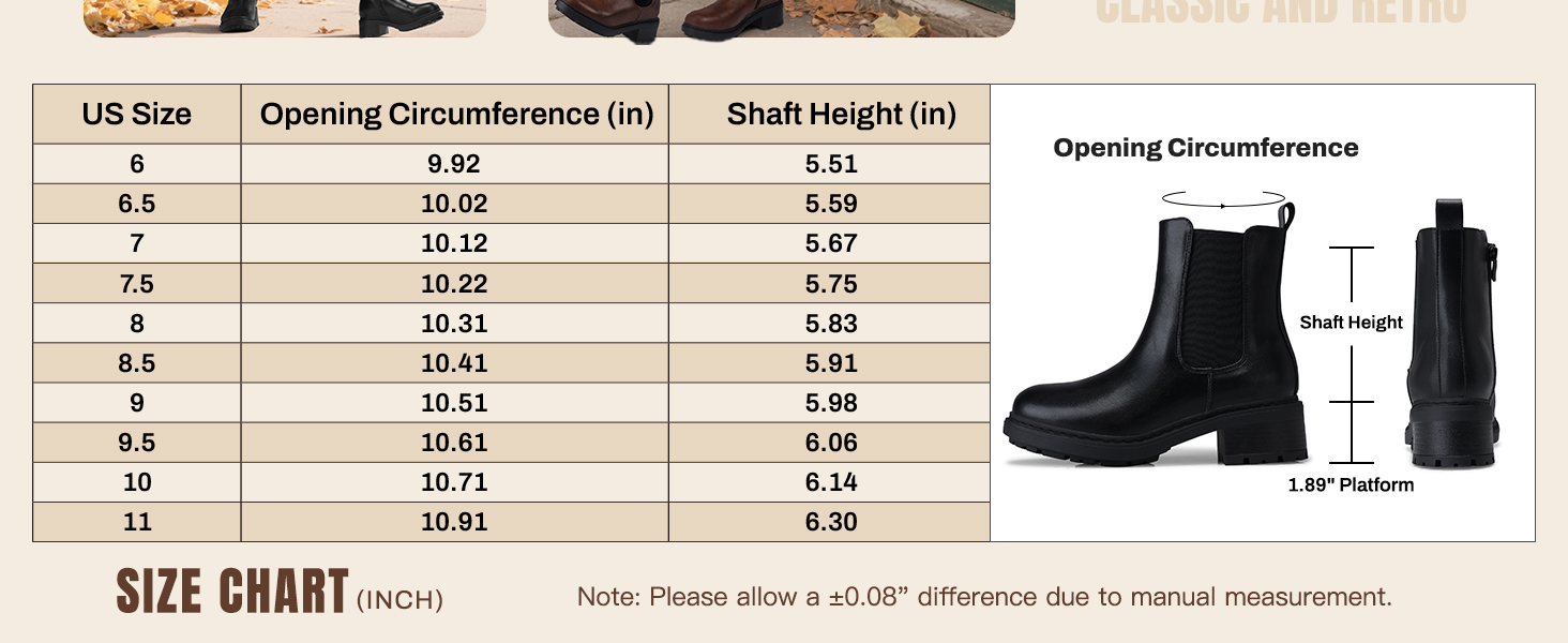 Women's Chelsea Boots Platform Elastic Zippers Chunky Heel Lug Sole Comfort Slip On Boot for Women