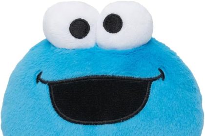 Teeturtle Sesame Street Cloudhead Cookie Monster plush toy featuring an oversized soft blue head, tiny weighted body, and adorable smiling Cookie Monster design.
