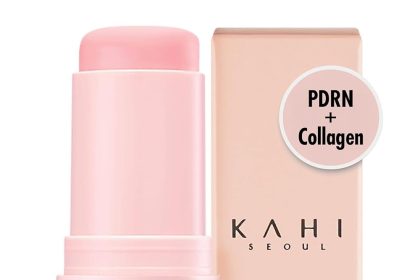 "KAHI Wrinkle Hydrating Moisture Balm stick in pink packaging."