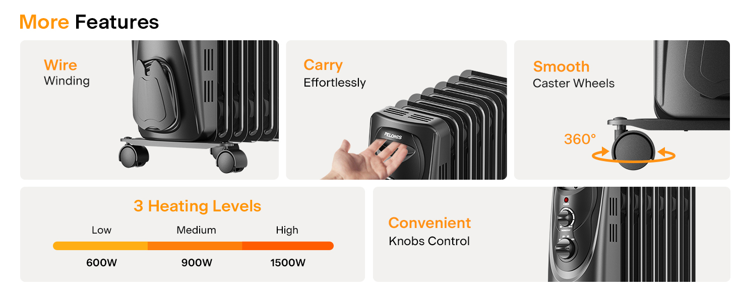 Wire winding, carry handle and caster wheels