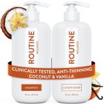 "Routine Wellness Shampoo and Conditioner bottles – nourishing hair care duo for stronger, healthier hair"