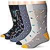 Amazon Essentials Men's Comfortable Patterned Cotton Crew Dress Socks, 5 Pairs